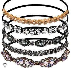 5pc Beaded, Crystal, and Rhinestone Headbands
